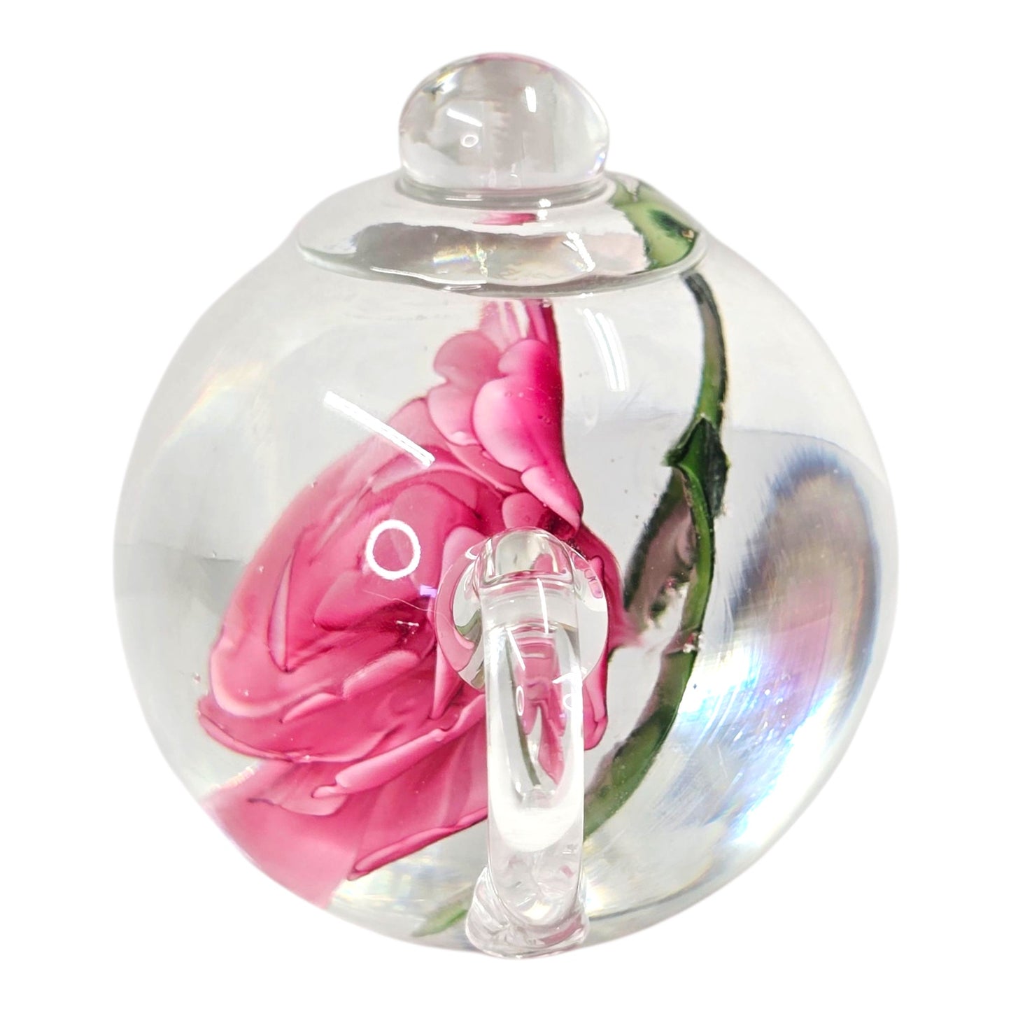 Dynasty Gallery Glass Rose Teapot Paperweight Heirloom Collection Handblown