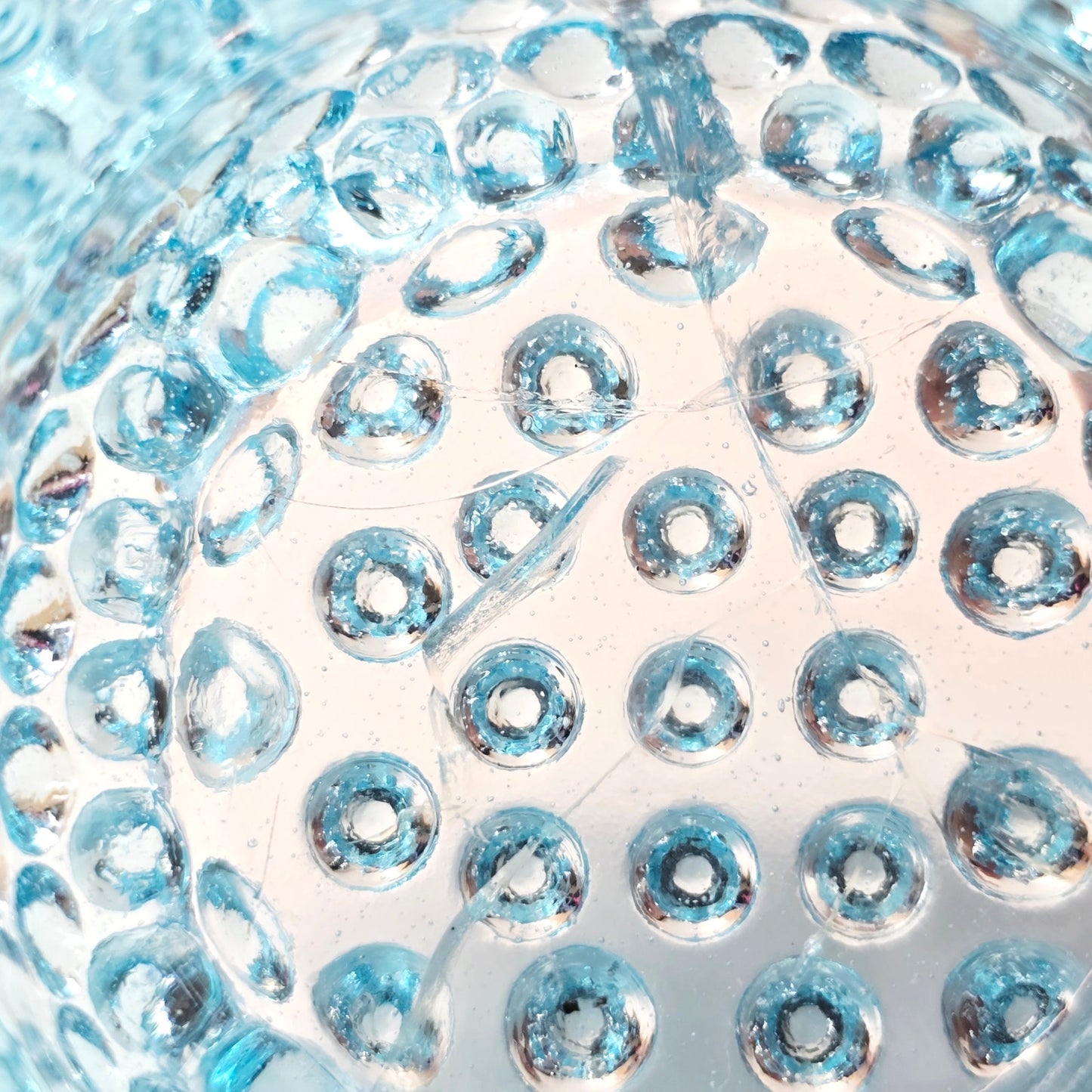 AS IS Fenton Aqua Blue Hobnail Glass Votive Holder Glows UV Reactive Manganese