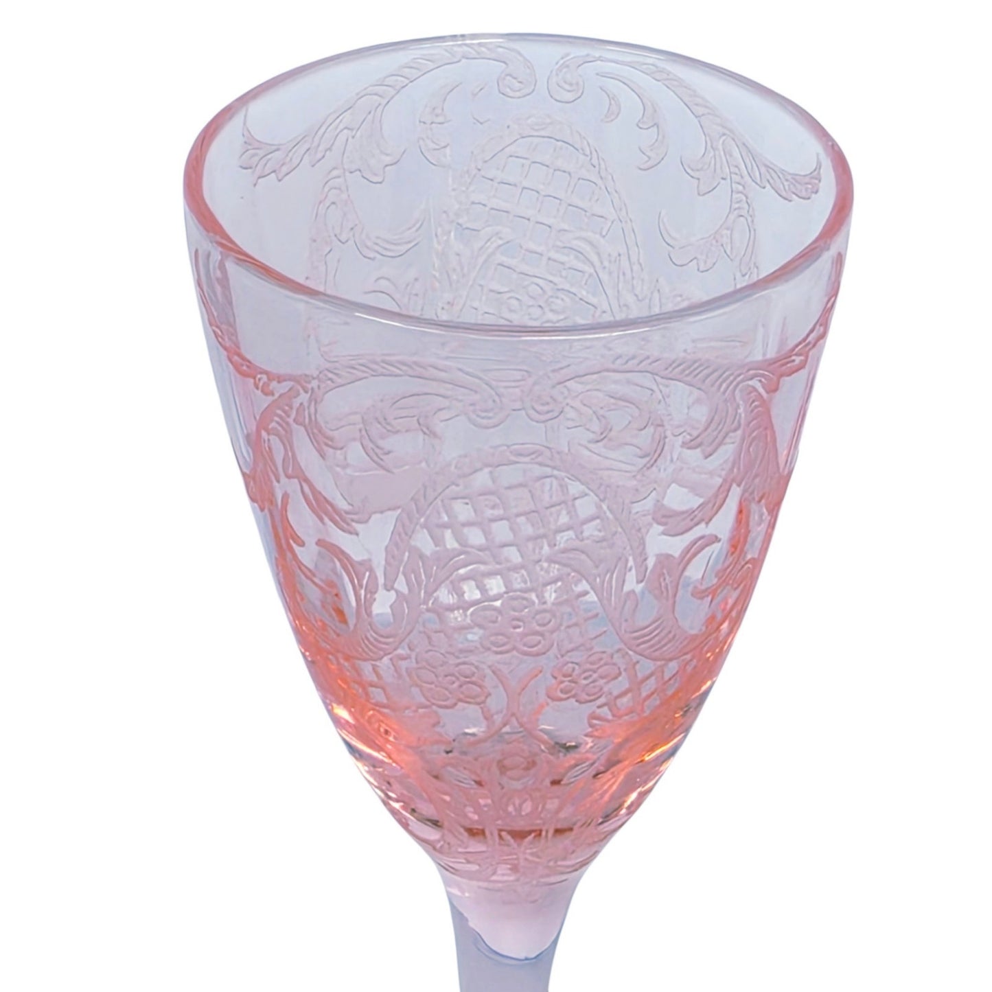Rare 1929 Cambridge Glass Etched Pink Cordials Etch 740 Stem 3050 Set of 5
