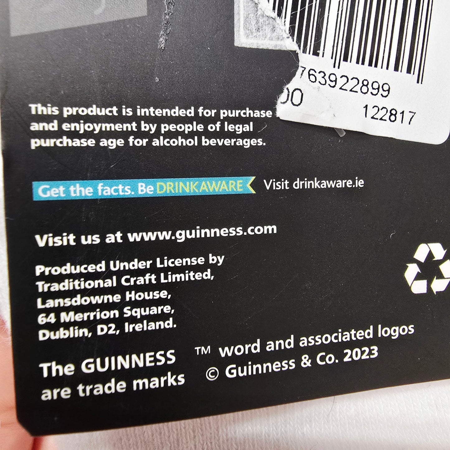 Guinness x Fatti Burke Socks New White Crew Socks Lovely Day For A Guinness NWT