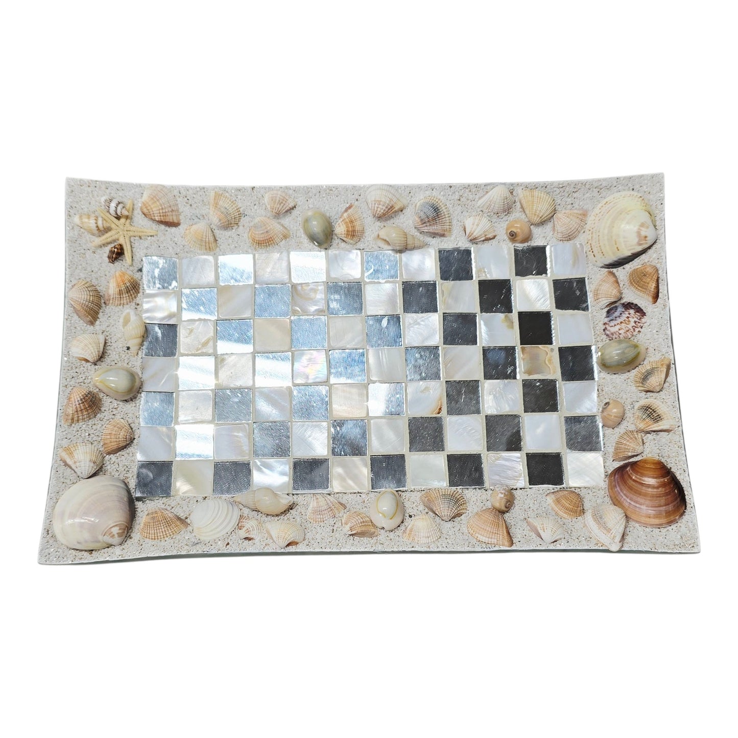 Pier 1 Imports Shell Mosaic Glass Trays Seaside Decor Rectangular Coastal Decor