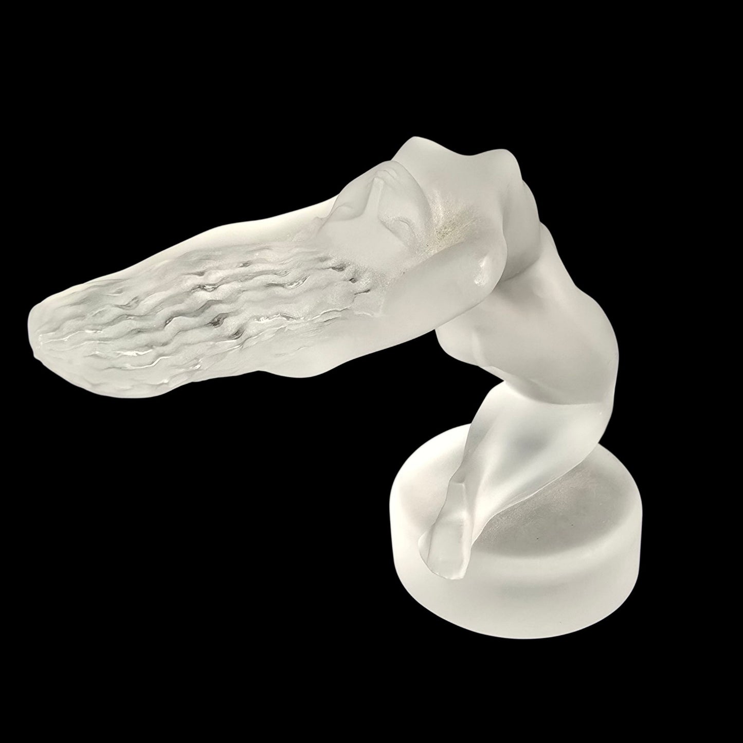 LALIQUE Glass CHRYSIS Nude Female Frosted Crystal Car Mascot Paperweight 1950's