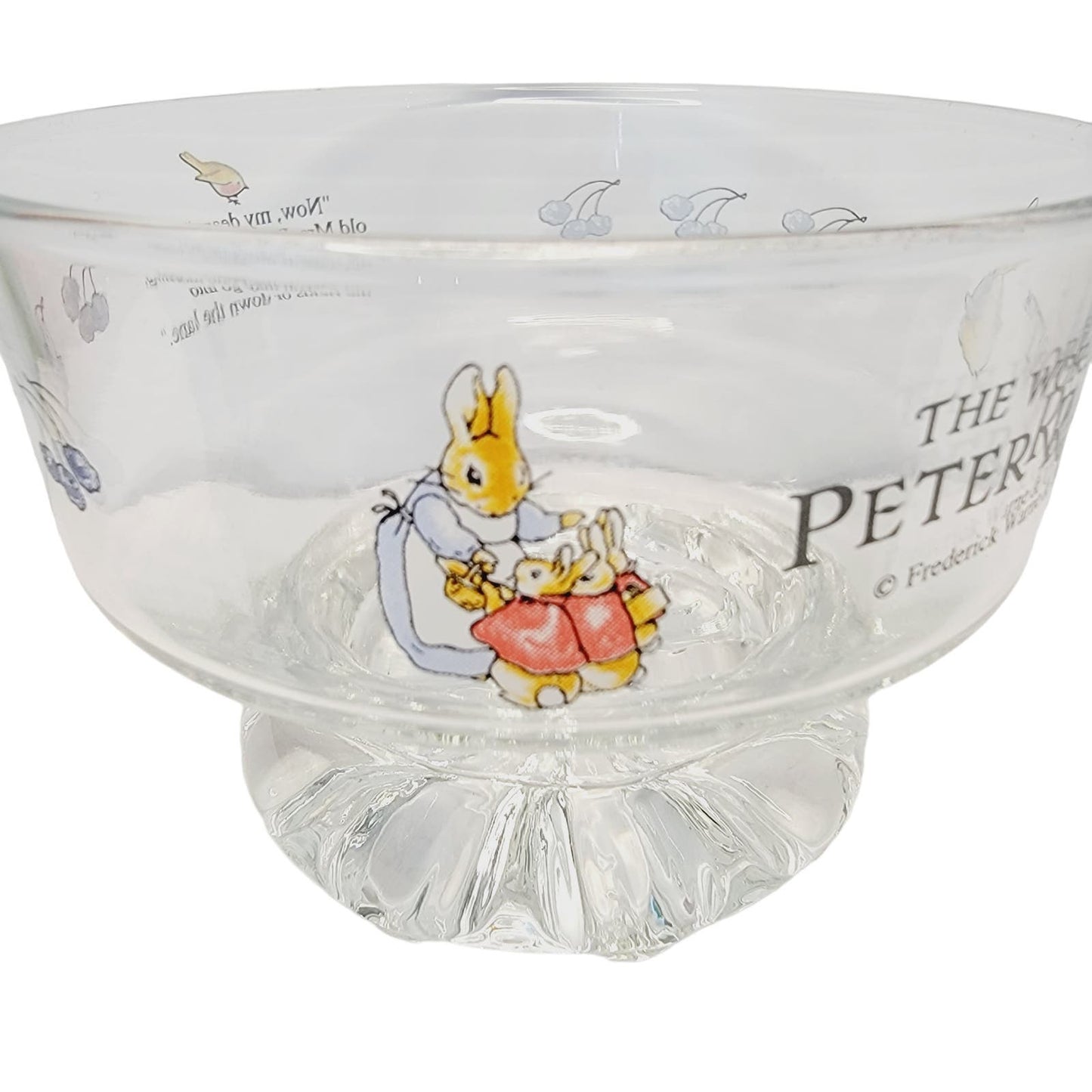 Set of 4 Vtg Peter Rabbit Frederick Warne & Co Glass Pedestal Dessert Bowls 2000