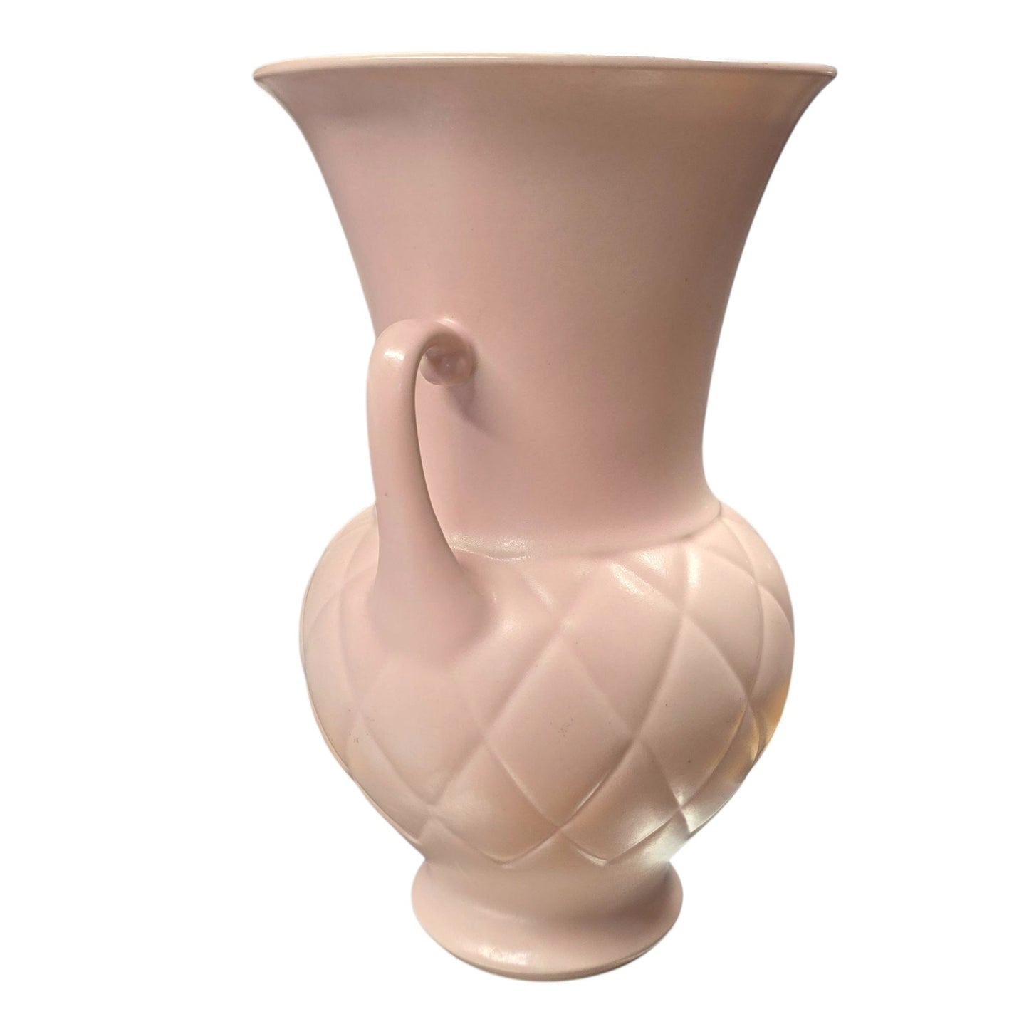 (For Customer) Hyalyn Pottery Pale Pink Matte Vase Quilted Diamond MCM Hollywood Regency USA