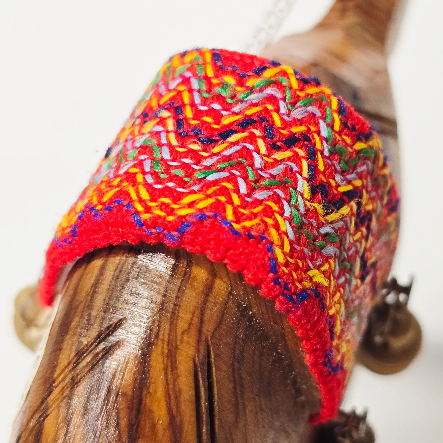 Handcrafted Olive Wood Camel Figurine Decorative Saddle 7"H