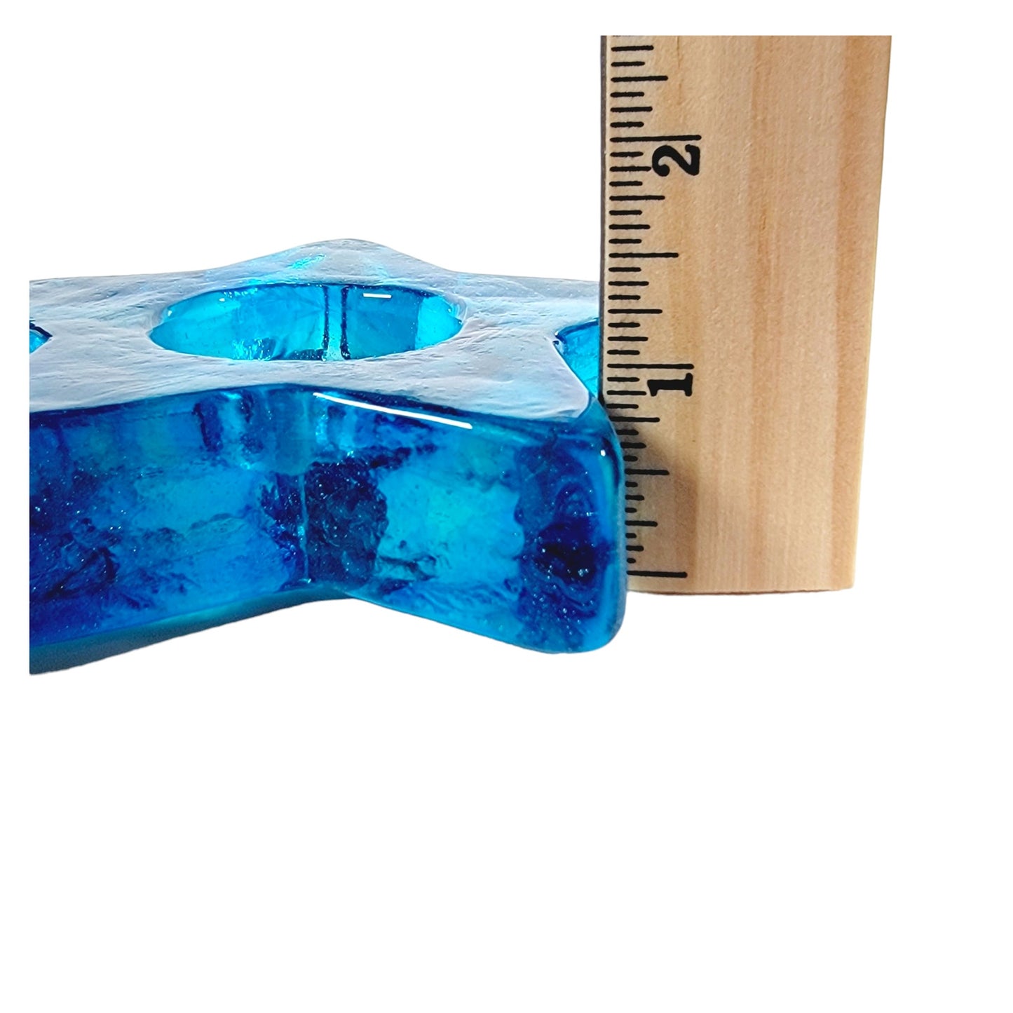 Blue Recycled Glass Star Votive Tealight Holder, Teal Glass Star, Art Glass Star Paperweight