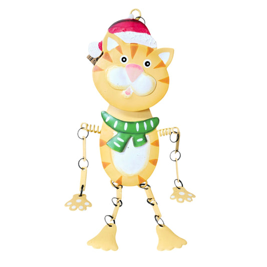 Metal Hangin Holiday Cat Decoration