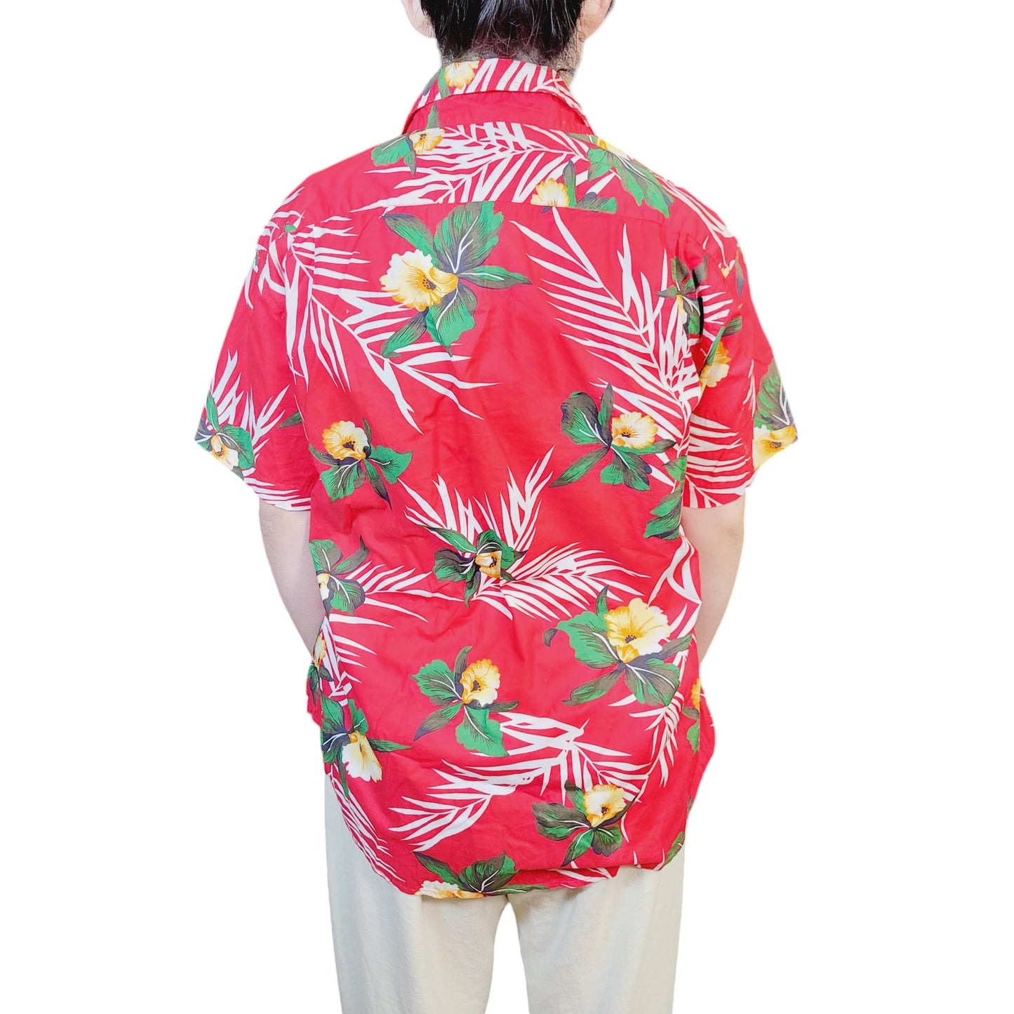 Bonobos Hawaiian Shirt Slim Fit Men Size L Red Floral Short Sleeve Button-Up