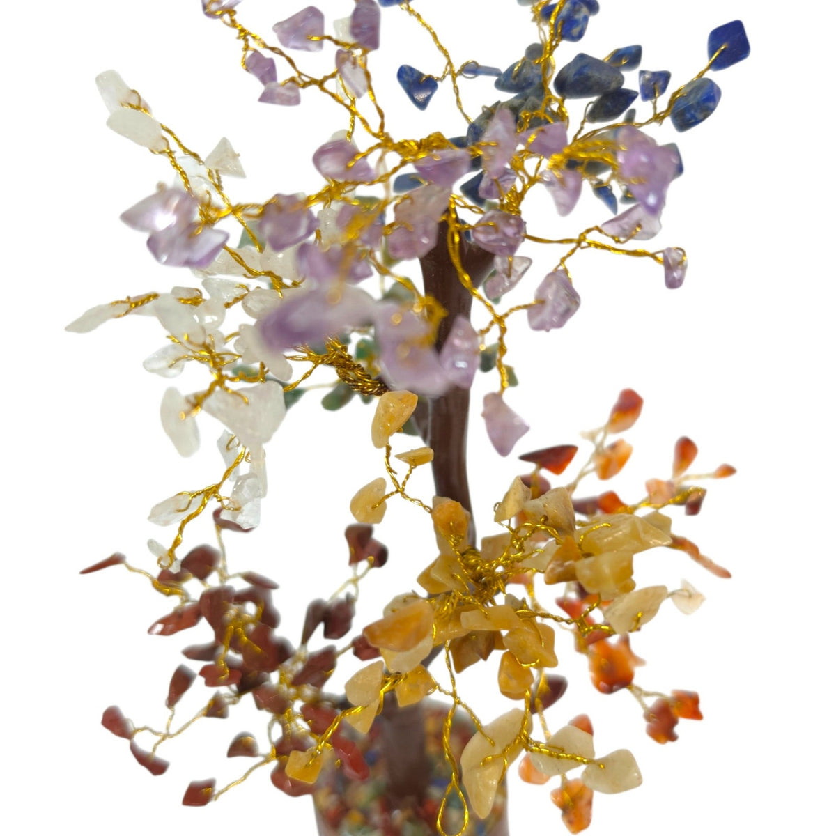 Multicolor Gemstone Bonsai Tree 7 Chakra Crystal Tree of Life Sculpture 10.5"