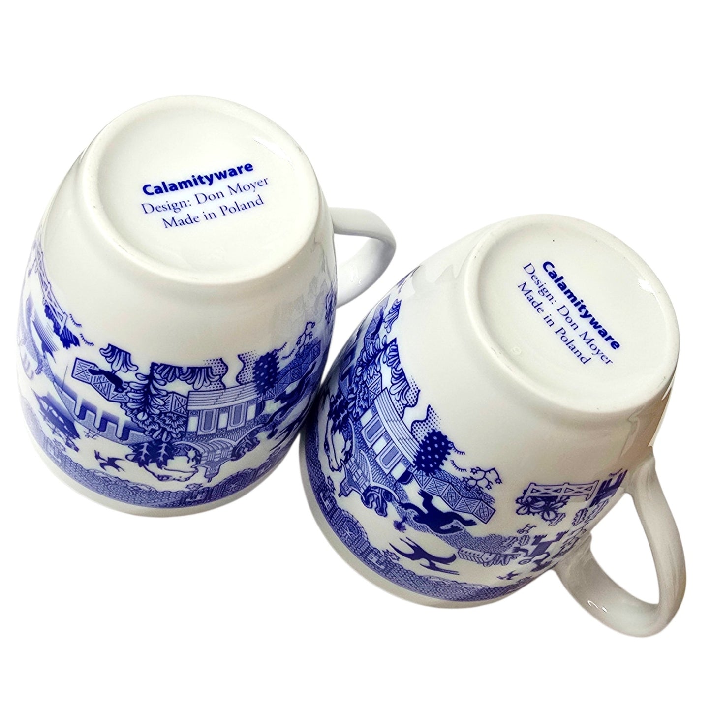 Calamityware Things Could Be Worse Mugs Set of 2 Blue White Porcelain Coffee Mug