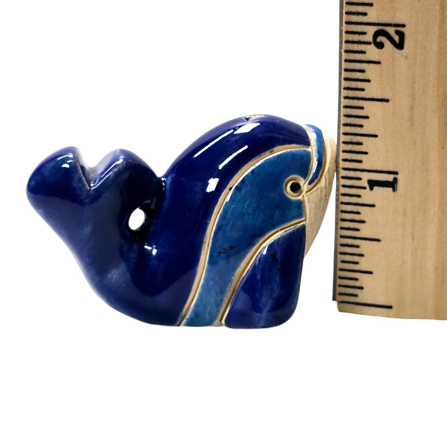 Artesania Rinconada Classic Blue Glaze Orca Whale - Dolphin Figurine