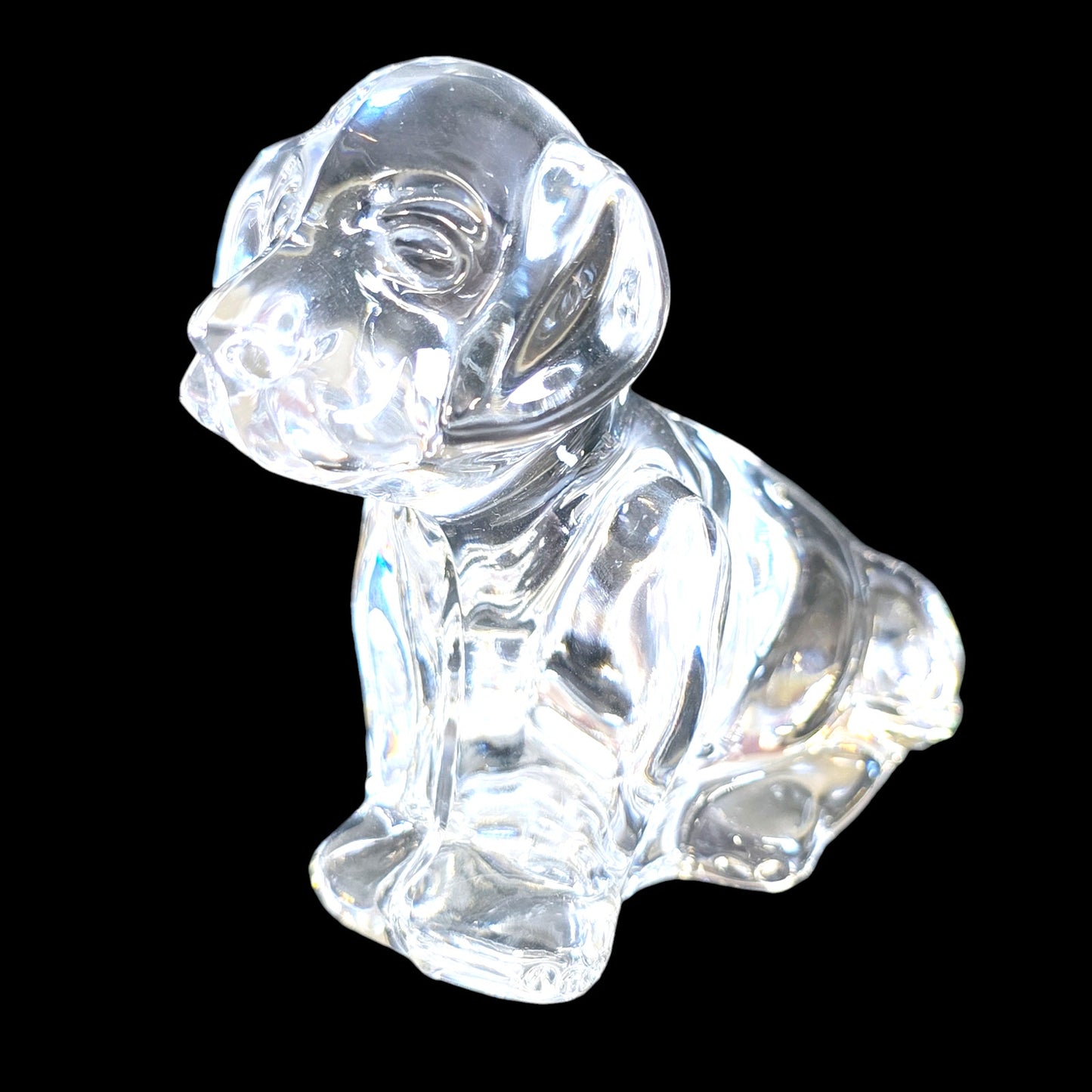 Villeroy and Boch Clear Glass Dog Figurine Paperweight, etched marking