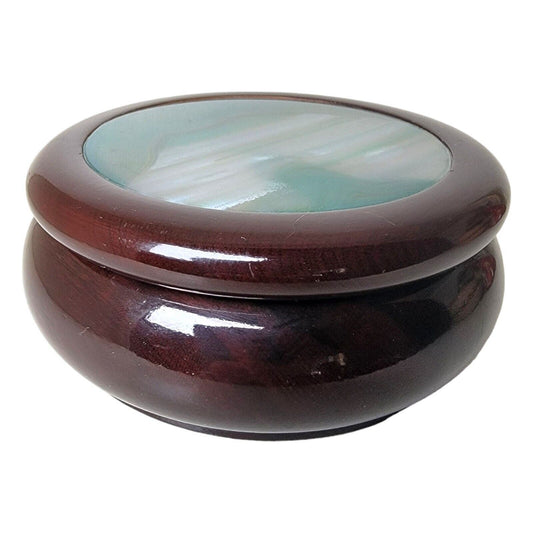 Natural Agate Inlaid Wood Trinket Box Made in Brazil