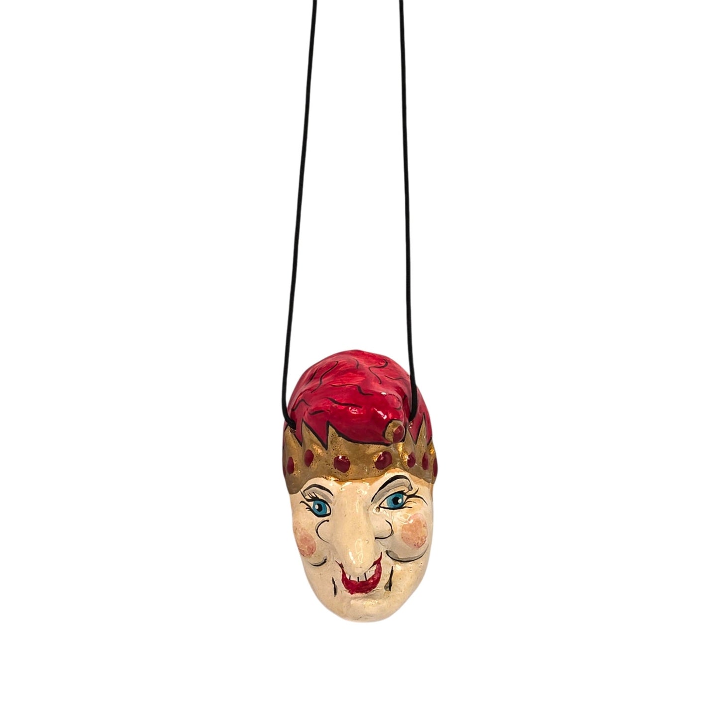 Vintage 1987 Arbaiza Signed Ceramic Jester Mask Ornament Hand Painted Harlequin