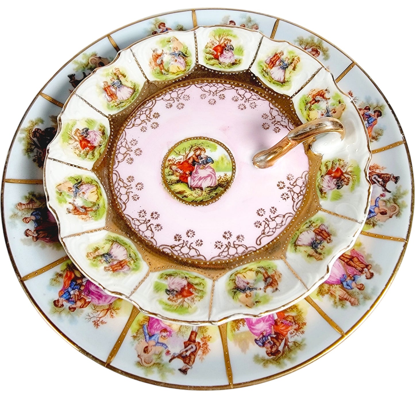 Vintage Love Story Fragonard Couple Dinner Plate 11 inch Bavaria Handpainted