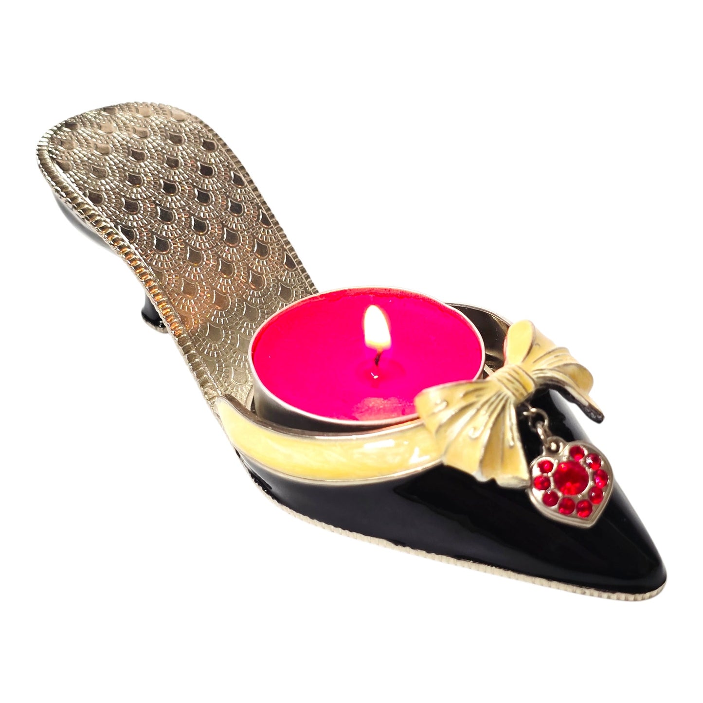 PartyLite Audrey High Heel Shoe Tealight Candle Holder Crystal Charm Valentine's