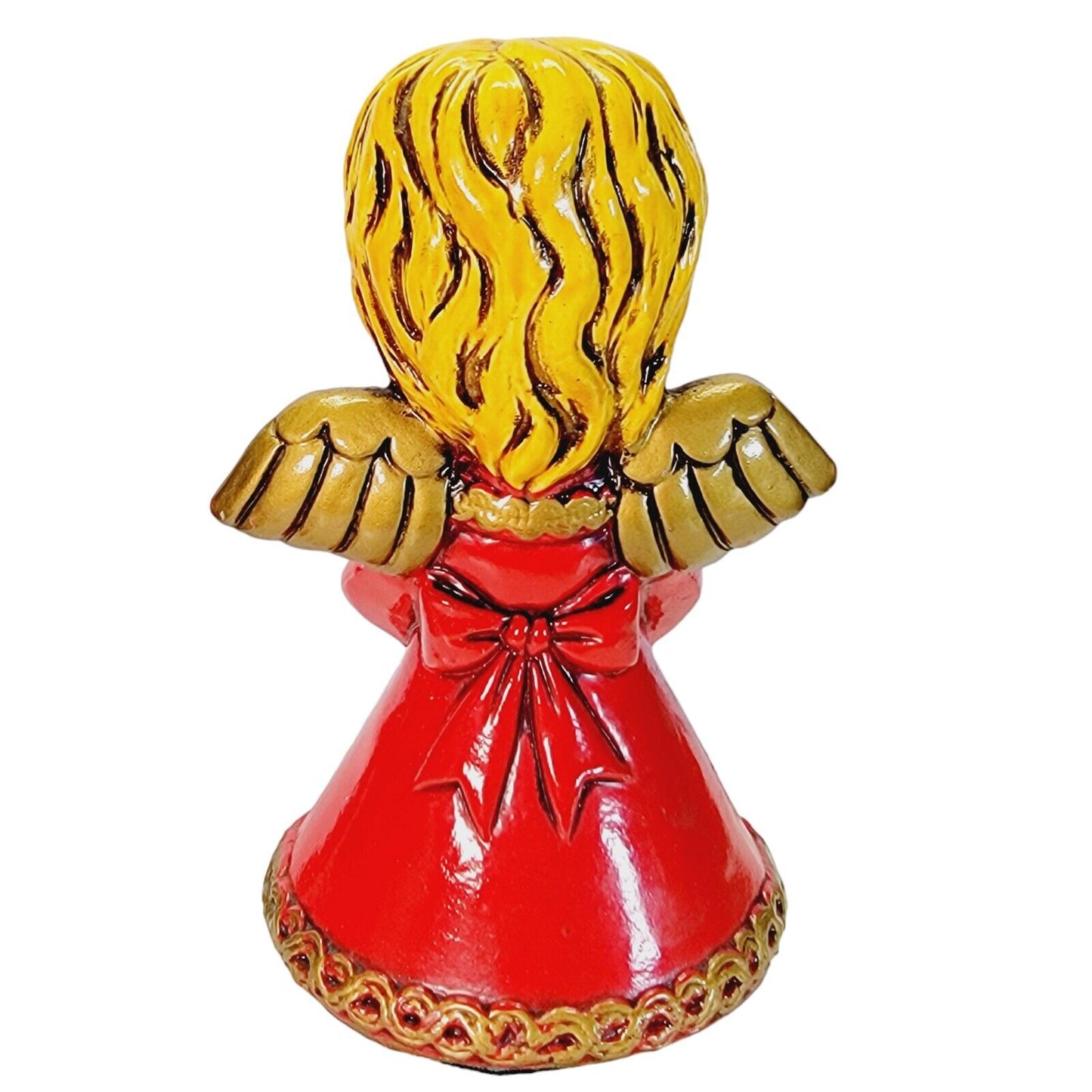 Vintage Homco Christmas Choir Angel Figurine 6" Red Dress, Gold Hair