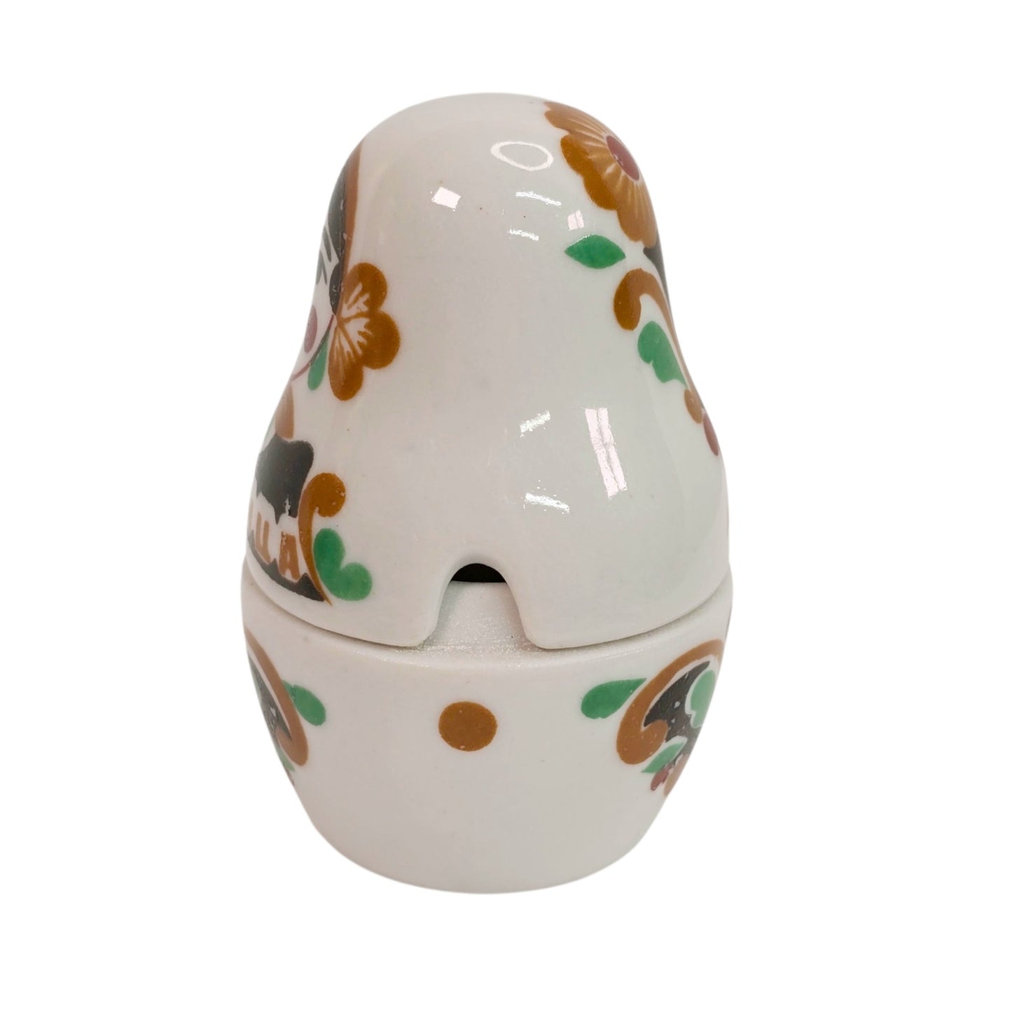 Gardner Verbilki Russian Porcelain Matryoshka Condiment Set Salt Pepper Mustard