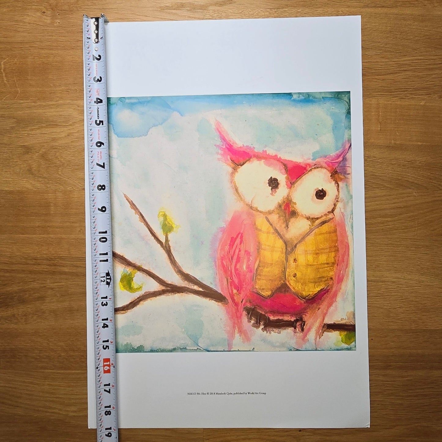 Two 16x12 Owl Bird Art Prints: Mr. Hoo & Miss Hoo, 2014 Marabeth Quin, World Art Group