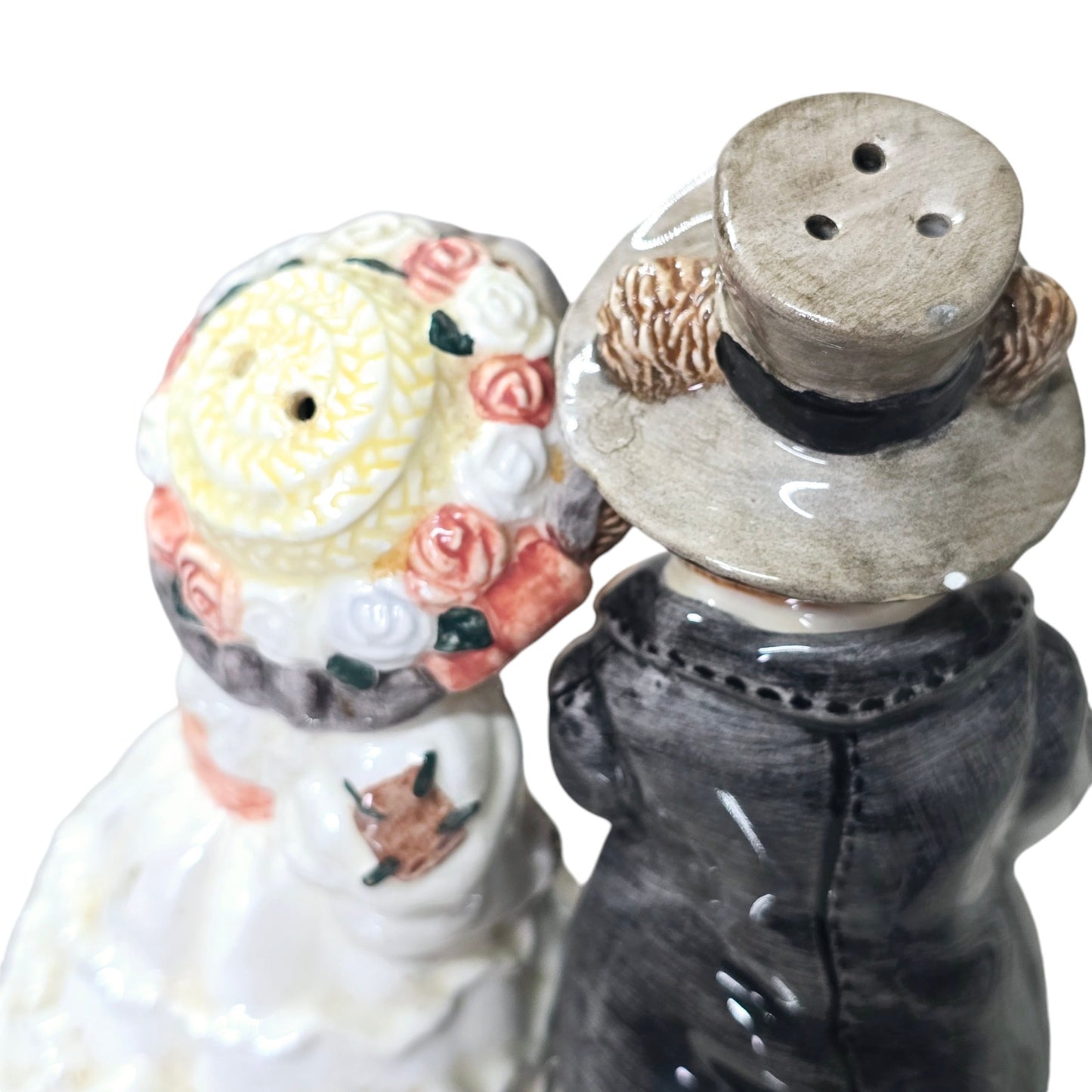 Vintage Boyds Bears Bearware Pottery True Love Salt & Pepper Shakers Bride Groom