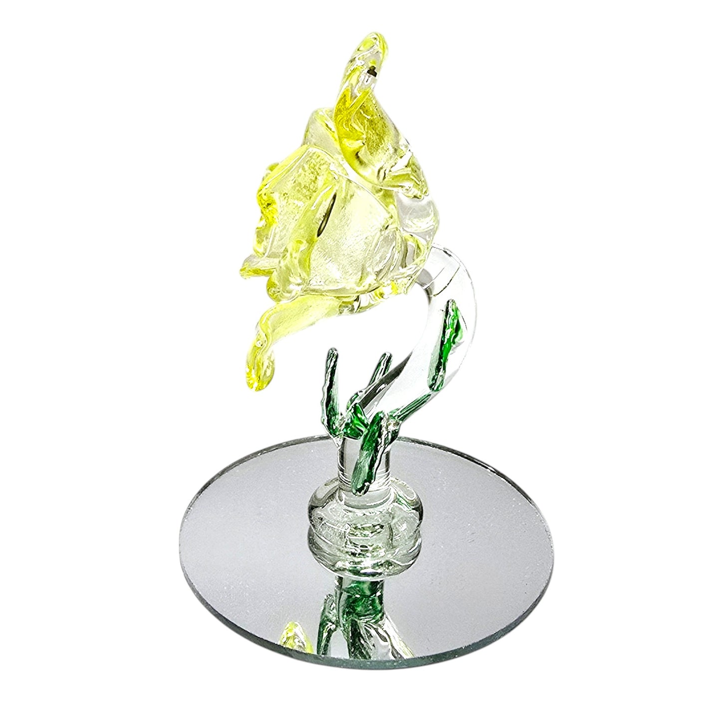 Small Art Glass Yellow Flower on Mirror