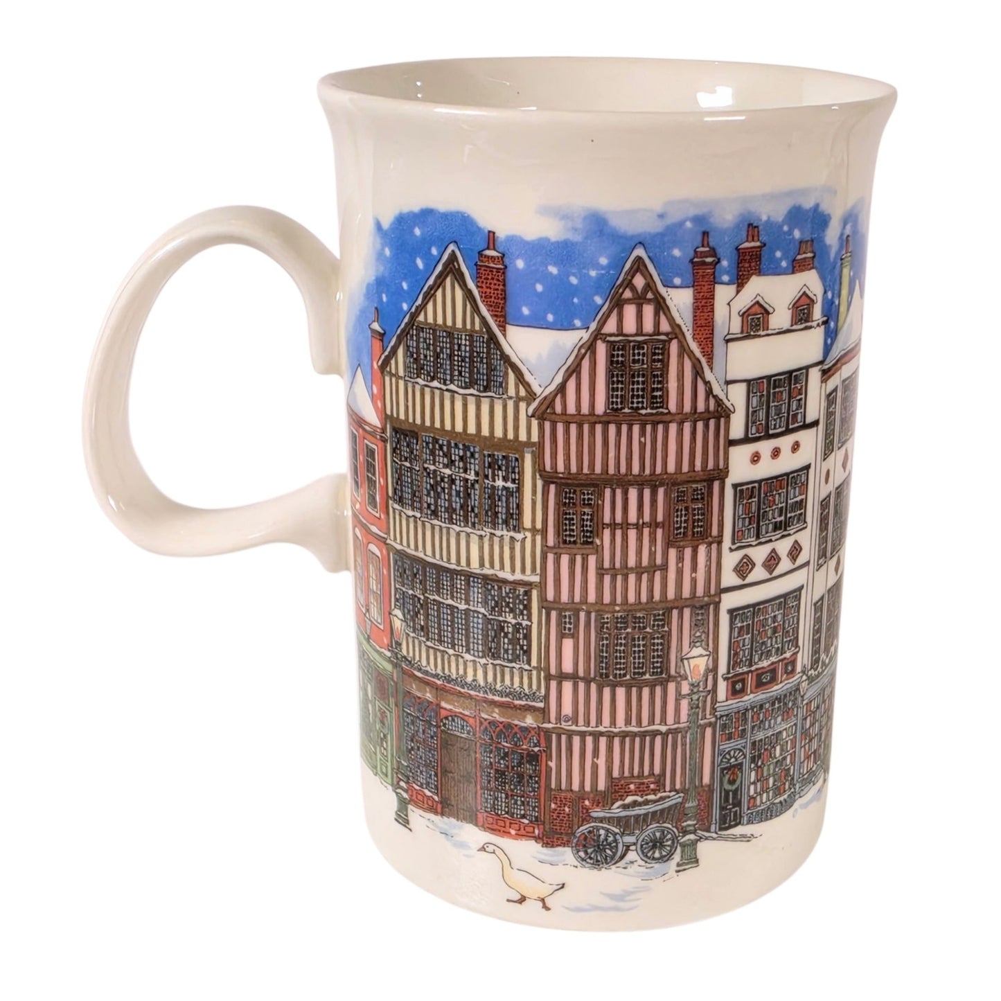Dunoon Scotland Fine Bone China Mug Sue Scullard Village Street Geese Cup
