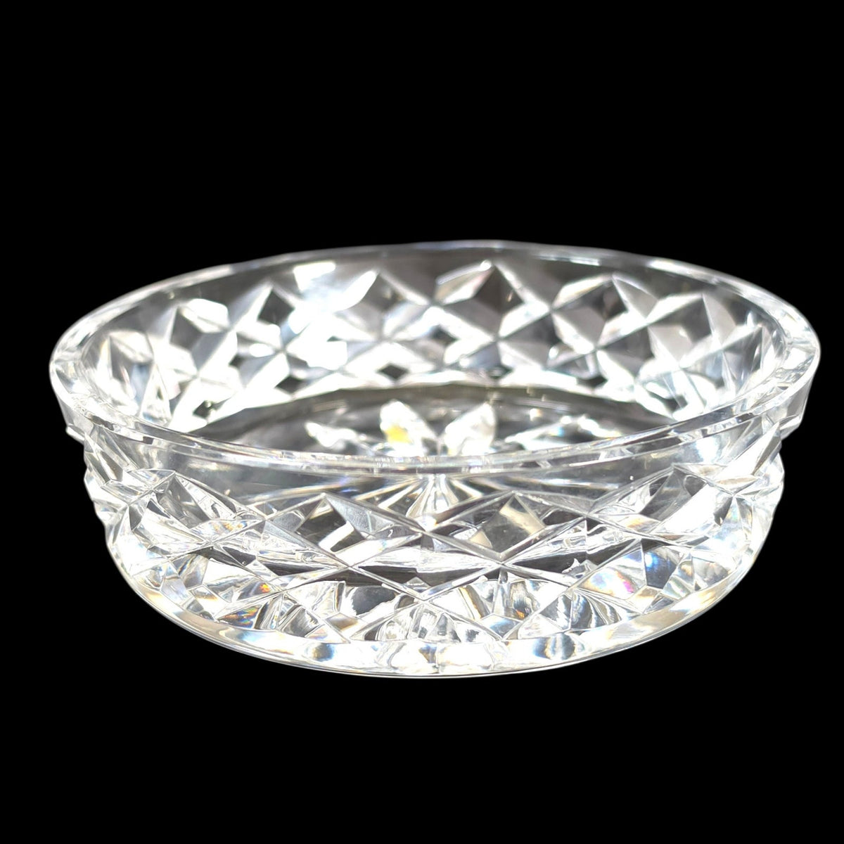 Kinsale Crystal Ireland Hand Cut Signed Wine Bottle Coaster Starburst 4"