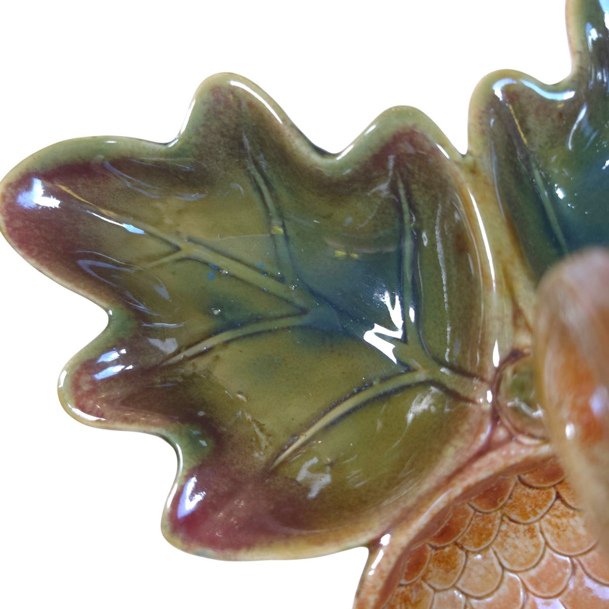 Ceramic Acorn Oak Leaf Divided Nut Candy Dish Fall Serving Tray