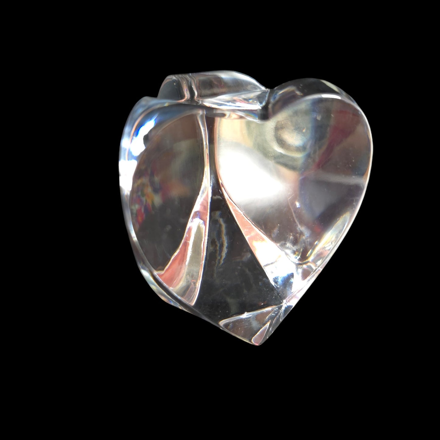 Multi-Faceted Glass Heart Paperweight, 2.5" H