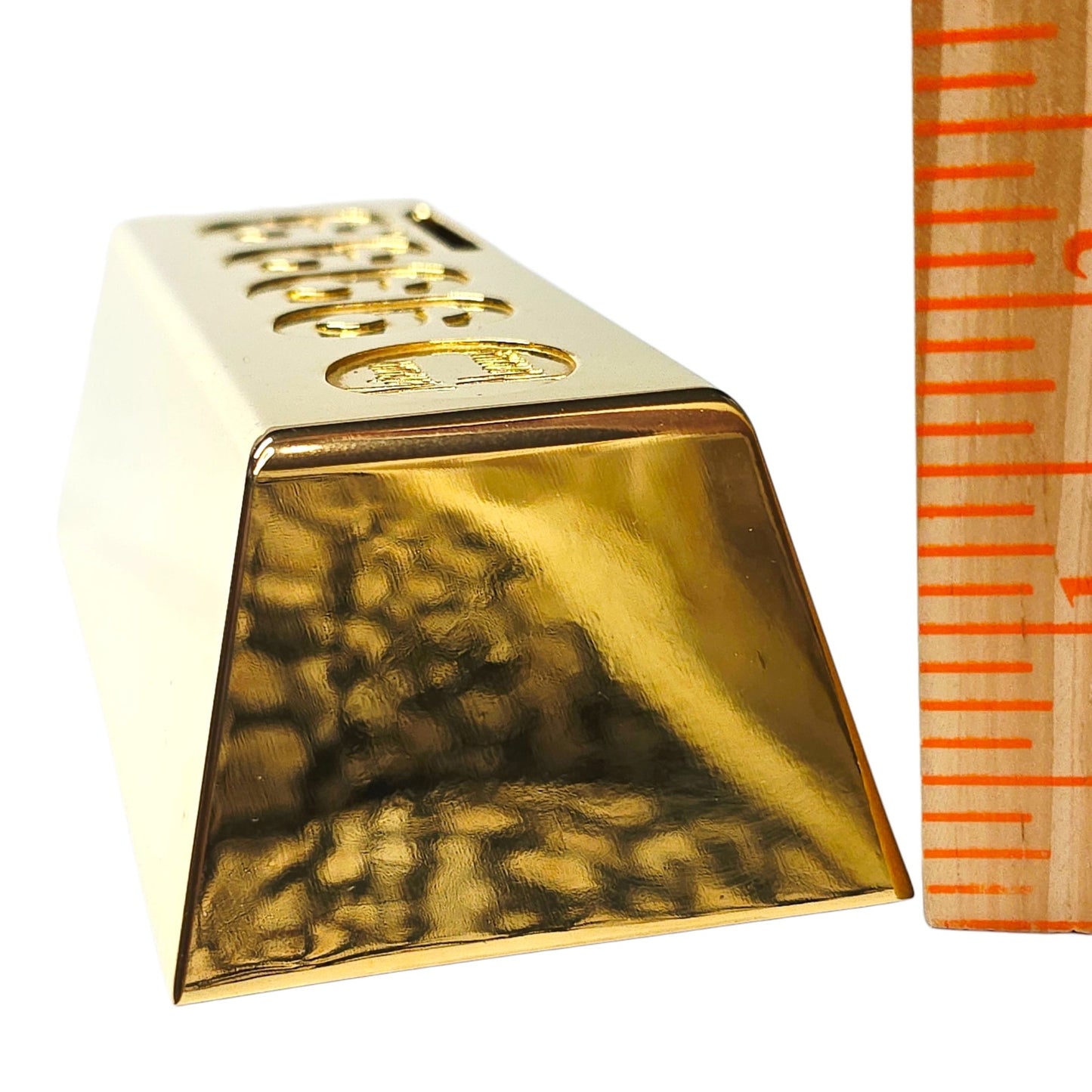 Vintage Neiman Marcus Brass Gold Bar Piggy Bank 999.9 Fine Gold Ingot Paperweight