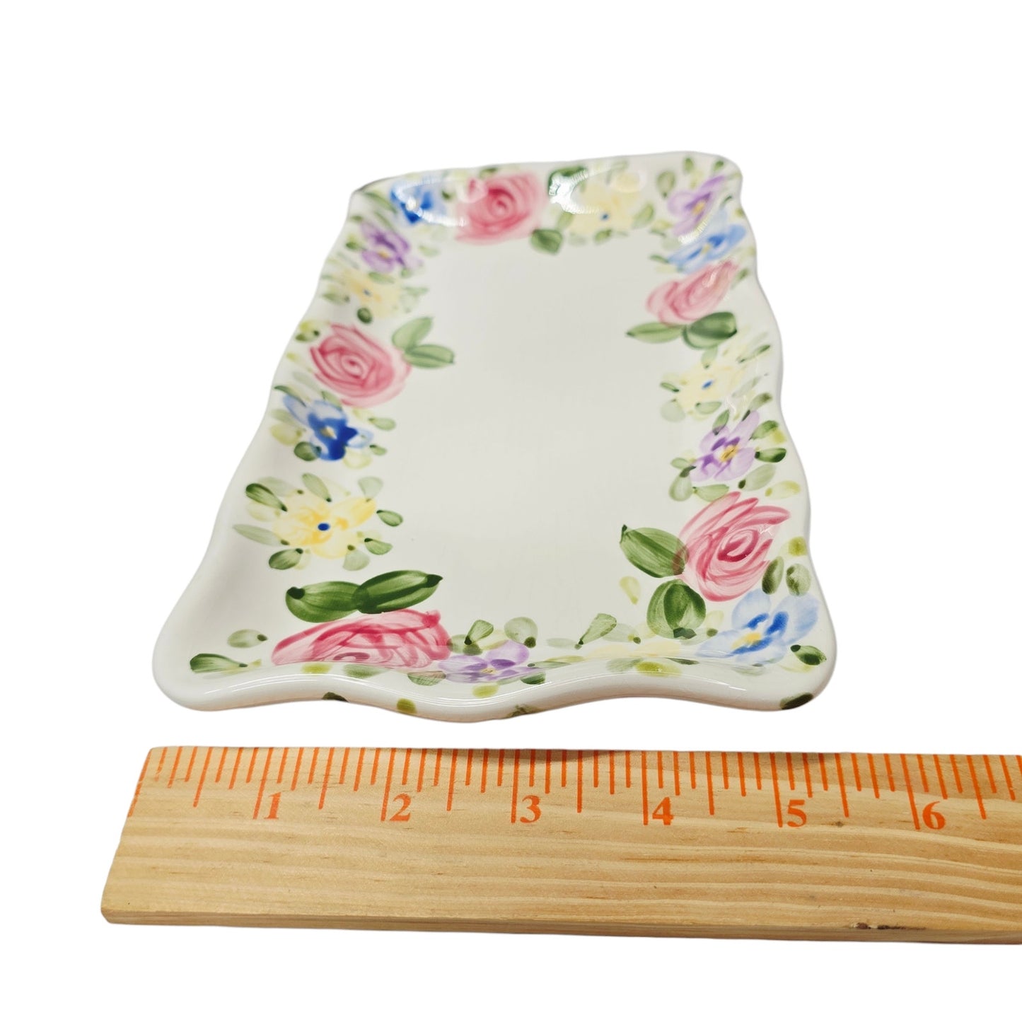 Tabletops Unlimited English Garden Don Swanson Rectangular Tray Platter READ