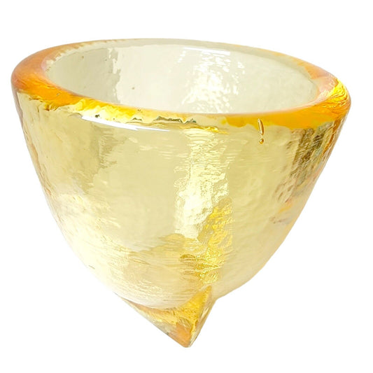 Fire and Light Citrus Yellow Recycled Glass Footed Jar Votive, Fire & Light