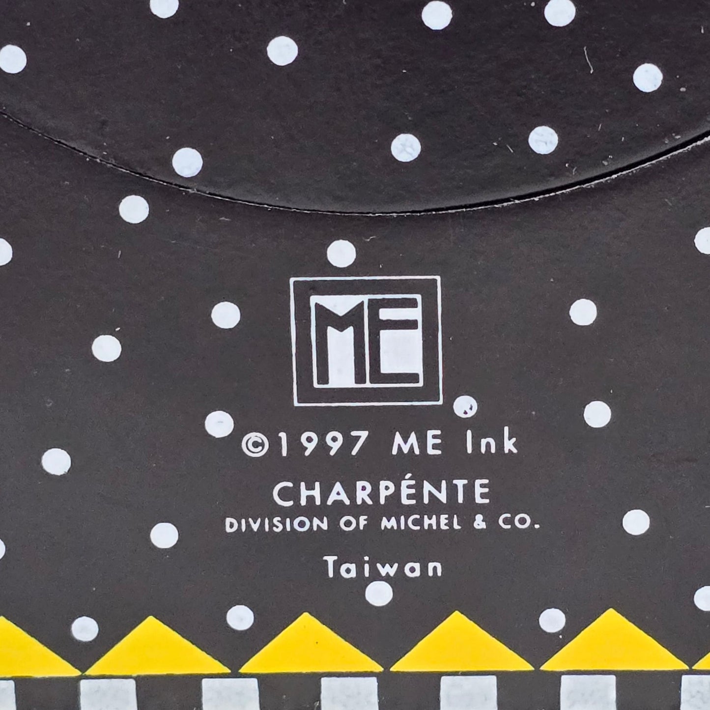 VTG 1997 RARE  Mary Engelbreit Charpente Clock Black Polka Dot Flowers