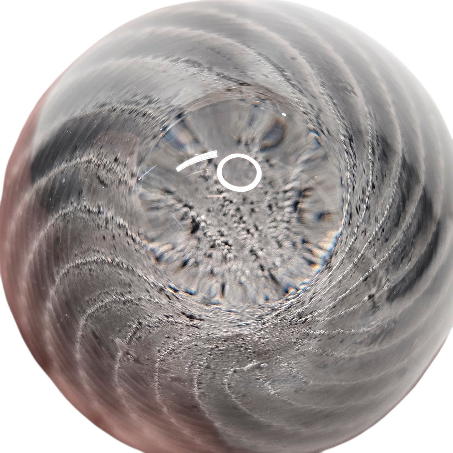 Signed Vtg Marcolin Sweden Art Glass Egg Paperweight Black White Ribbon Swirl 80