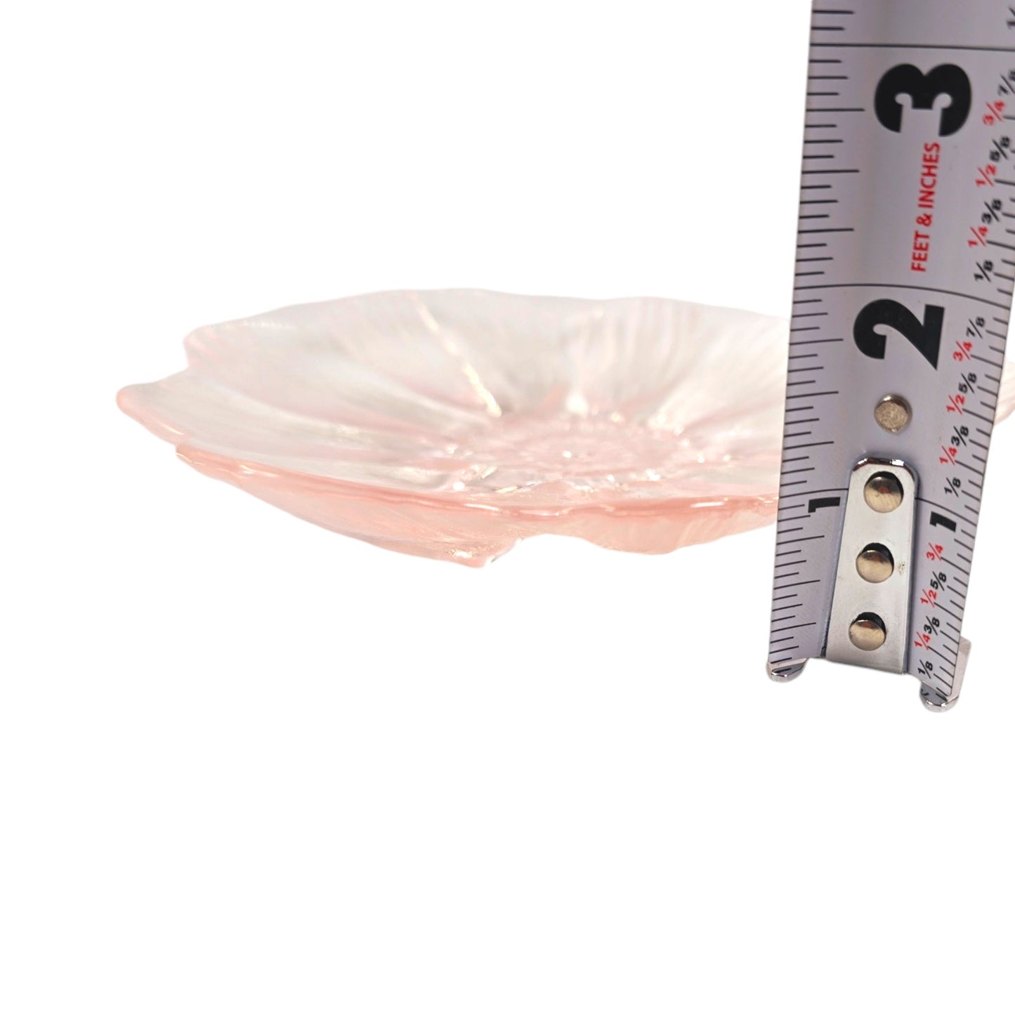 Set of 2 Light Pink Glass Flower Dishes