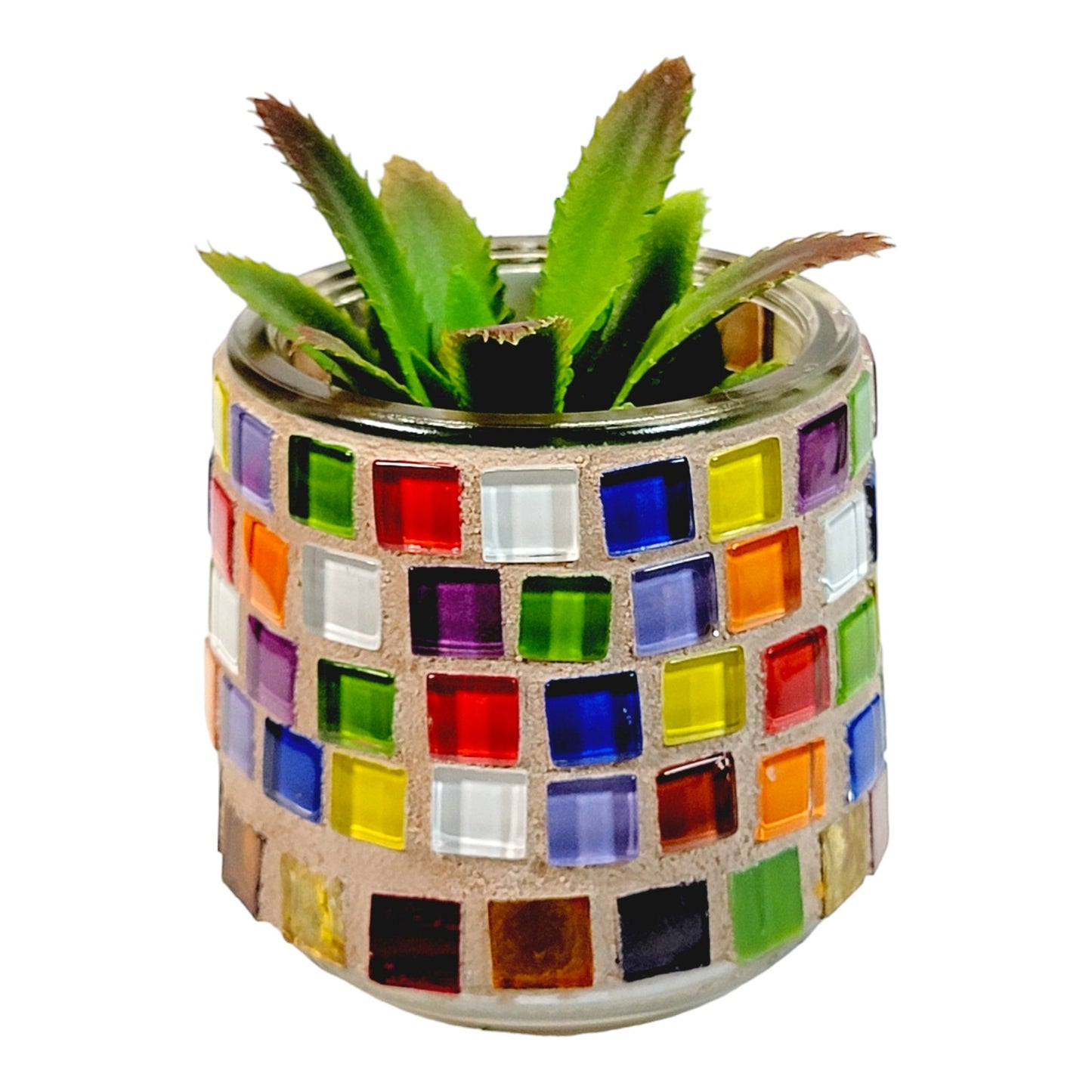 Mosaic Glass Candle Holder, Succulent Pot