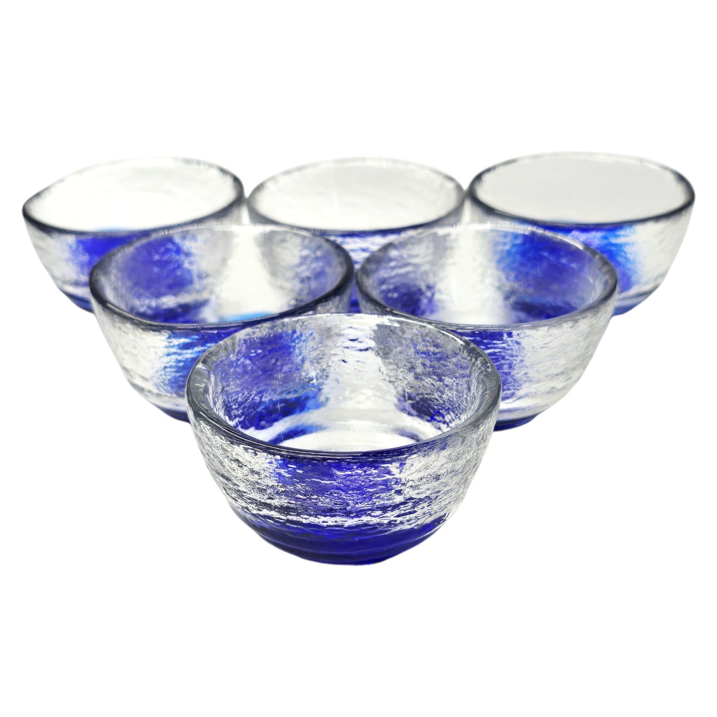 6 Bormioli Rocco Hand Blown Open Salts / Sauce Dishes Italian Cobalt Blue Glass