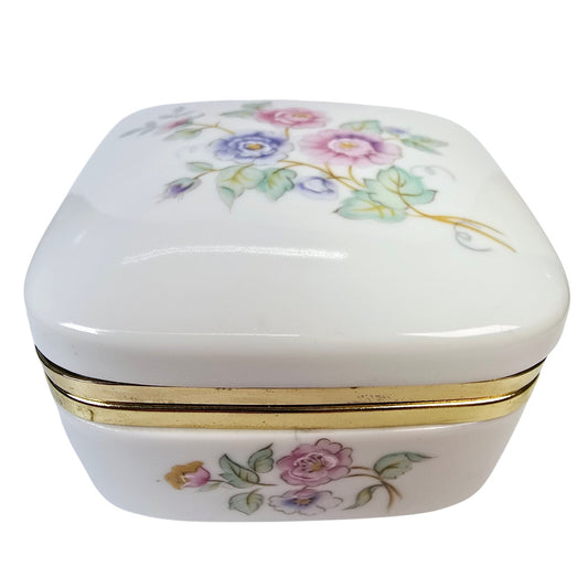 Rounded Square Floral Trinket Box Made in Japan