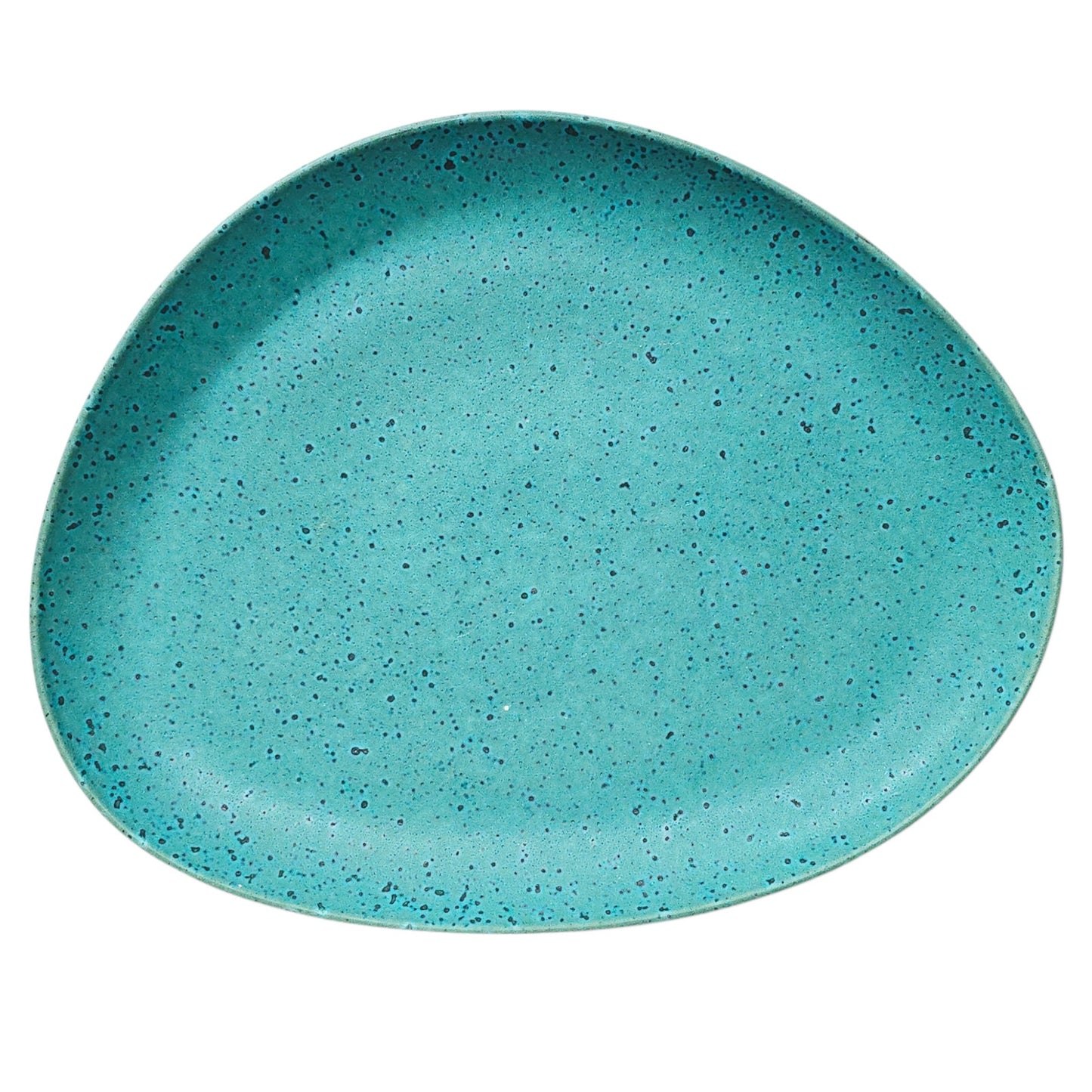 Anthropologie Zoysia Turquoise Speckled Ceramic Oval Platter - 15"