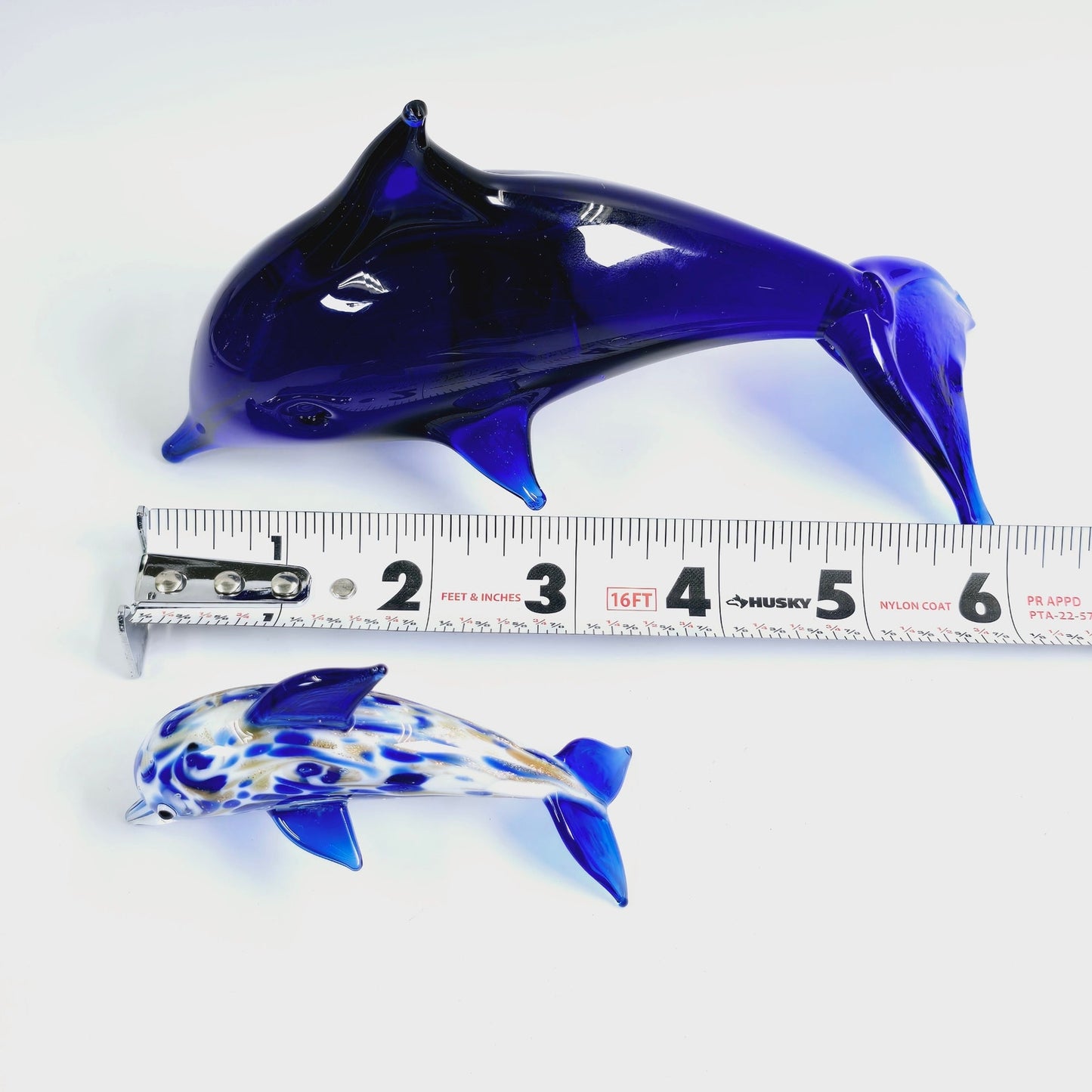 Set of 2 Hand-Blown Glass Dolphins