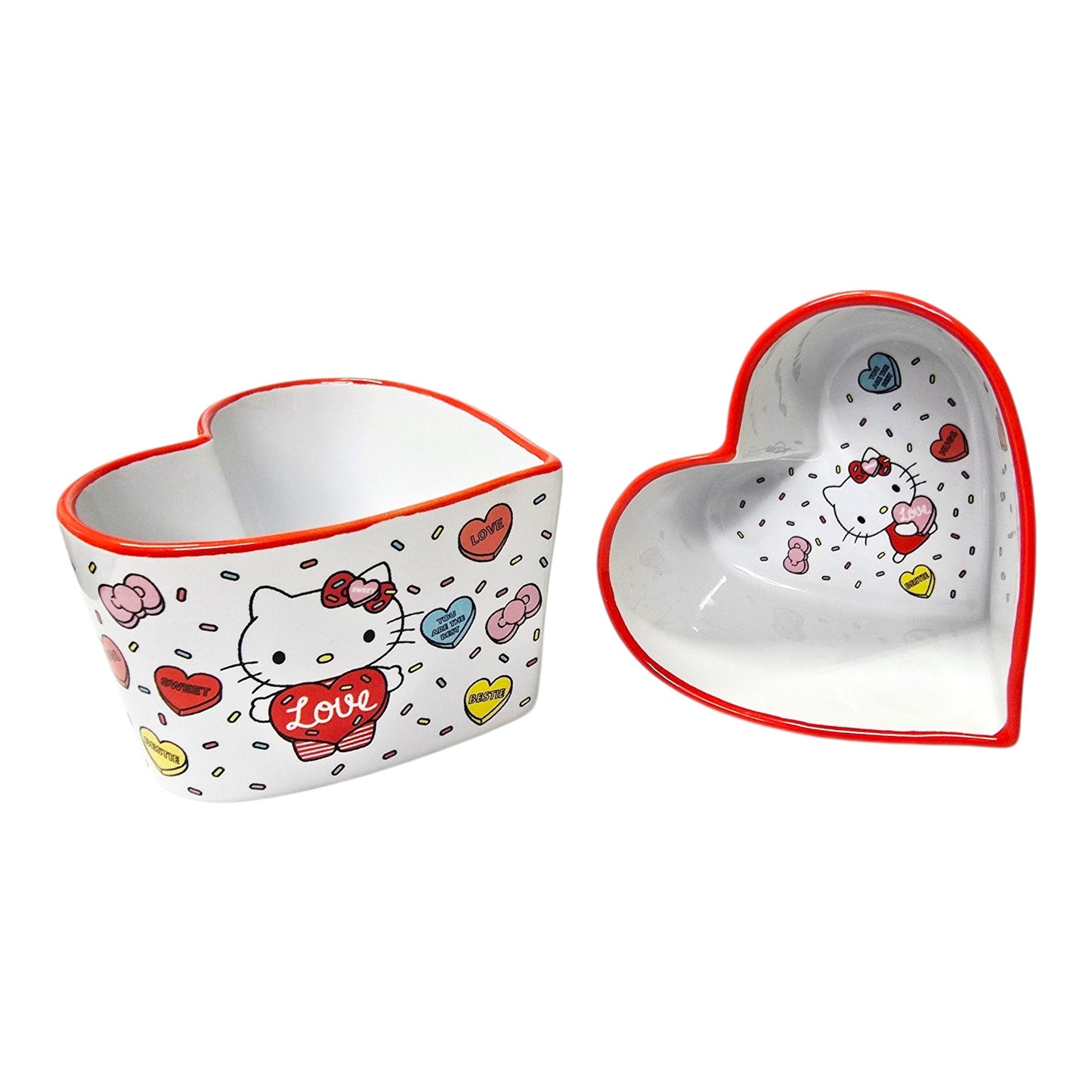 Set of 4 Hello Kitty Valentine's Day Heart Ceramic Ramekins Sanrio Love Designs