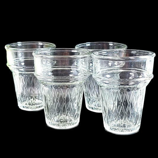 Vintage Libbey Glass Ice Cream Cone Style Dessert Glasses Set of 4 Clear Glass