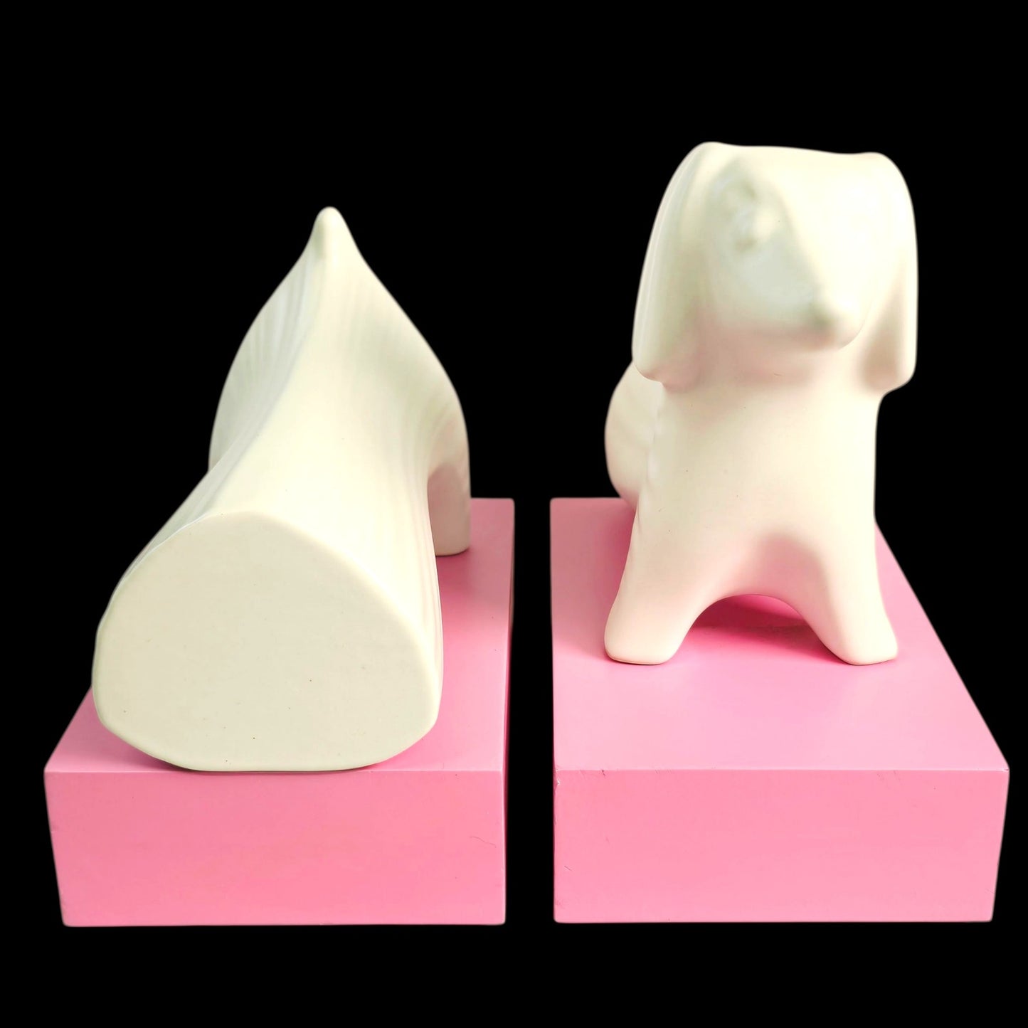 Jonathan Adler Dachshund Bookends Pink & White 2-Pc Menagerie Handmade in Peru
