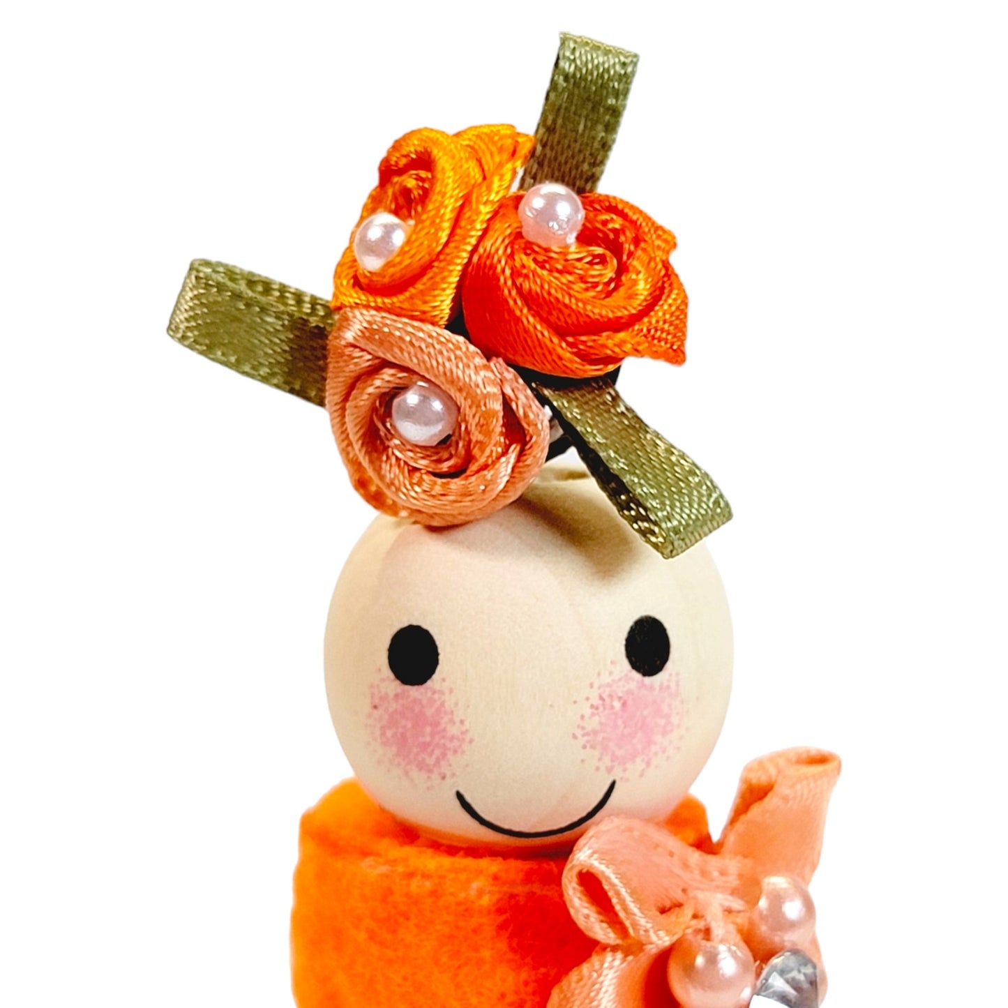 Orange Flower Sparkly Single Hat Pin Holder