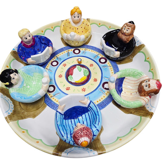 Judaic Jewish Passover Seder Vtg Serving Set with 6 Small Ceramic Bowls By Lotus