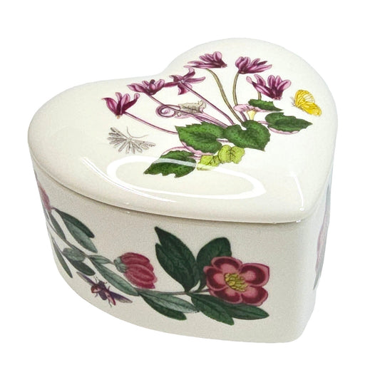 Portmeirion Mini Heart Treasure Box, Portmeirion Botanic Gardens Cyclamen Heart Shaped Trinket Box