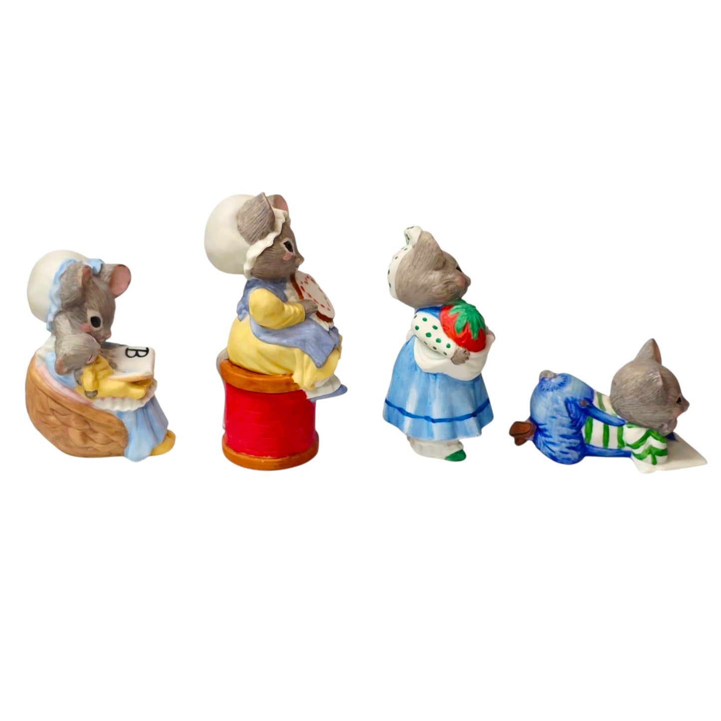 Hallmark Minikins Mouse Figurines Set 4 Vintage Porcelain 1983 Hand Painted