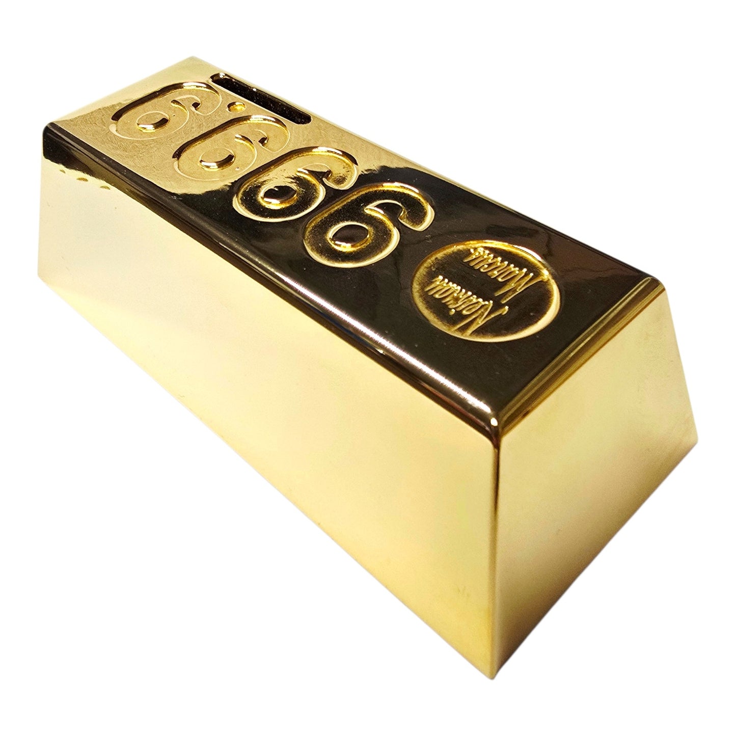 Vintage Neiman Marcus Brass Gold Bar Piggy Bank 999.9 Fine Gold Ingot Paperweight