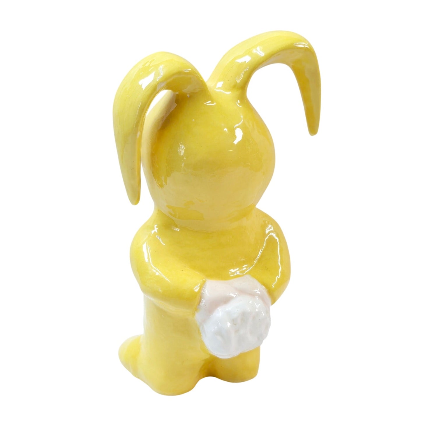 Vtg Ceramic Handpainted Sad Child in Easter Bunny Suit Cute Yellow Bunny Costume