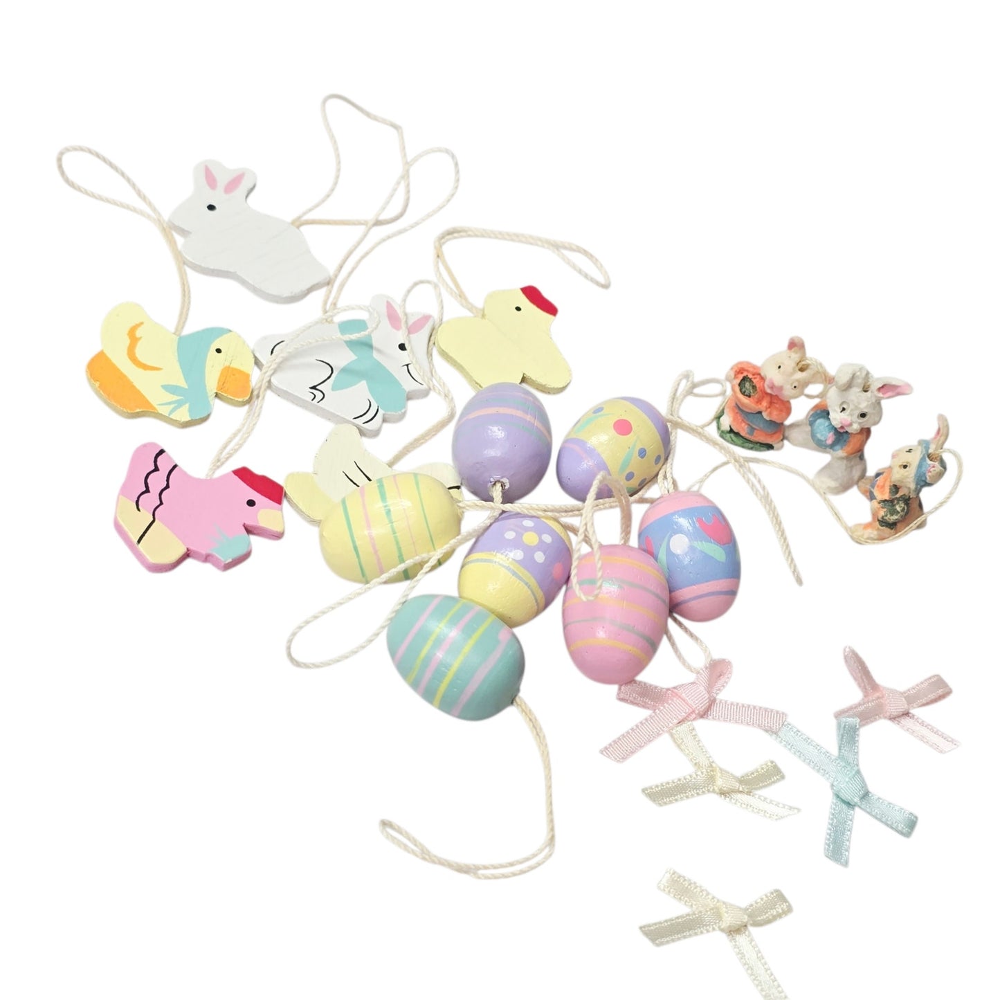 Vtg Tabletop Mini Easter Tree Decor Set - 16 Ornaments -Story of the Easter Tree